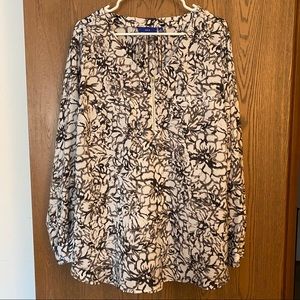 Apt 9 Gray Floral Long Sleeve Blouse size 2x